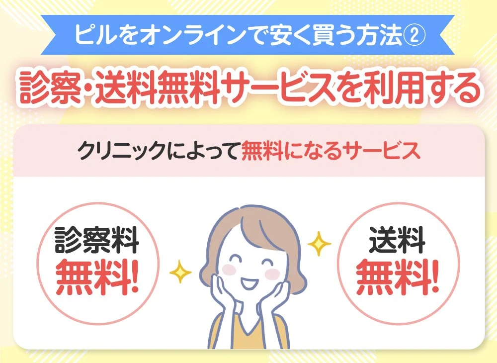 【ピルをオンラインで安く買う方法②】診察料・送料が無料になるサービスを利用する